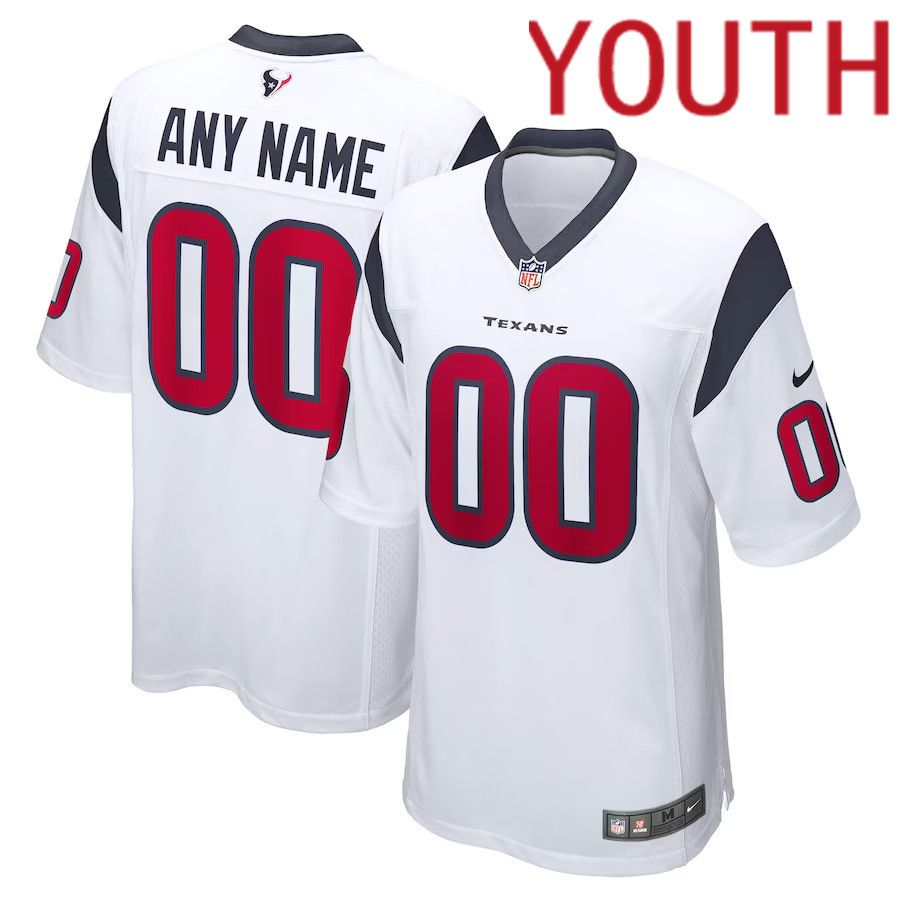 Youth Houston Texans Nike White Custom Game NFL Jersey